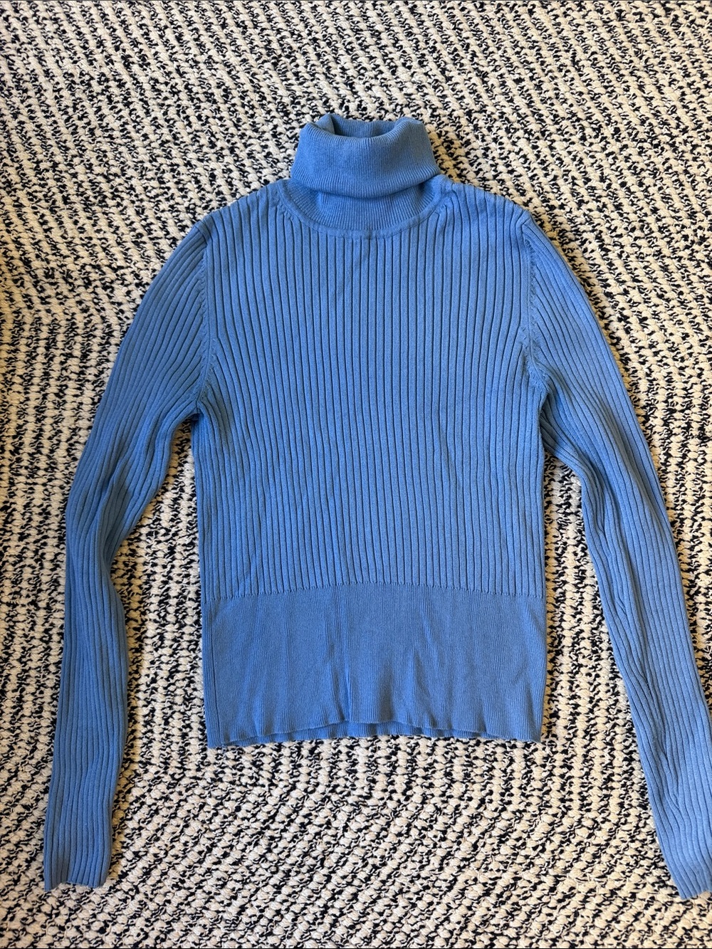 Zara Light Blue Ribbed Turtleneck Sweater